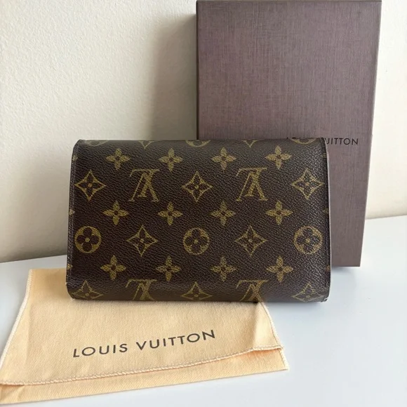 Louis Vuitton Monogram Trifold Wallet Brown Leather Snap Authentic - Picture 3 of 16